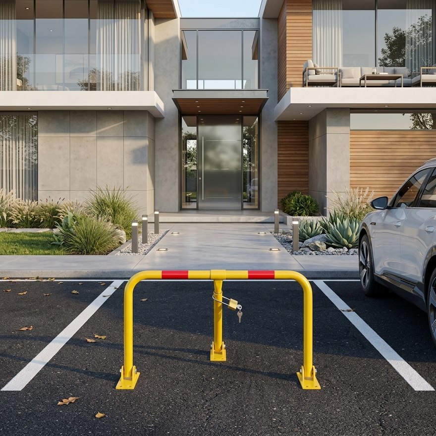 Parkovací zábrana AT PARK třínohá, 400 mm, skládací, přišroubovatelná